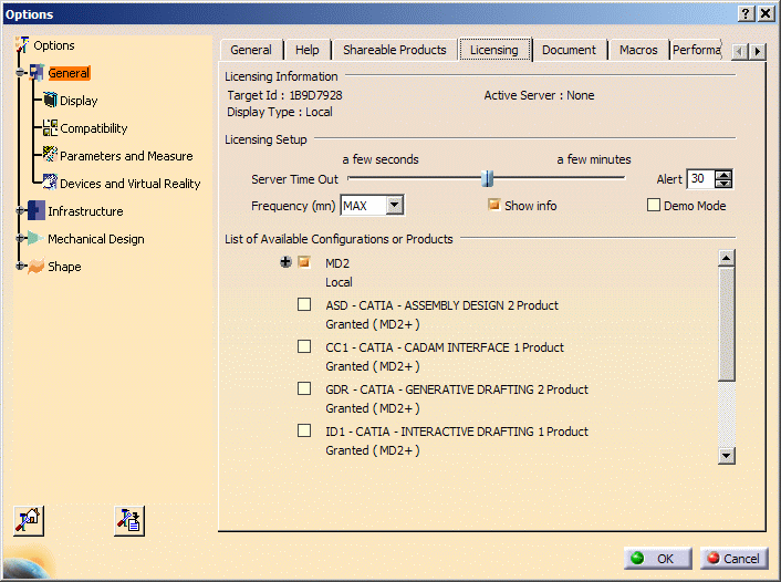 how to choose license catia v5r21